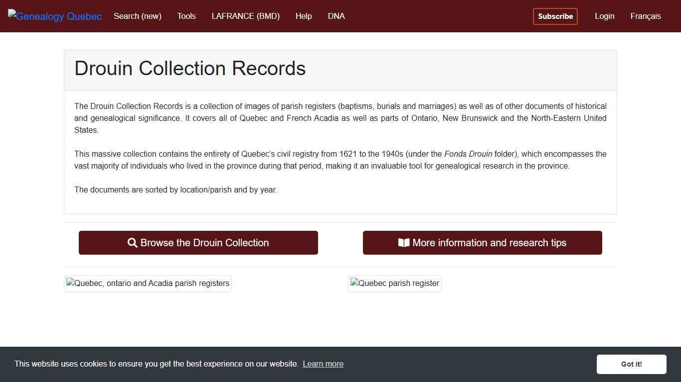 Drouin Collection (Quebec, Ontario and Acadia Parish Records)