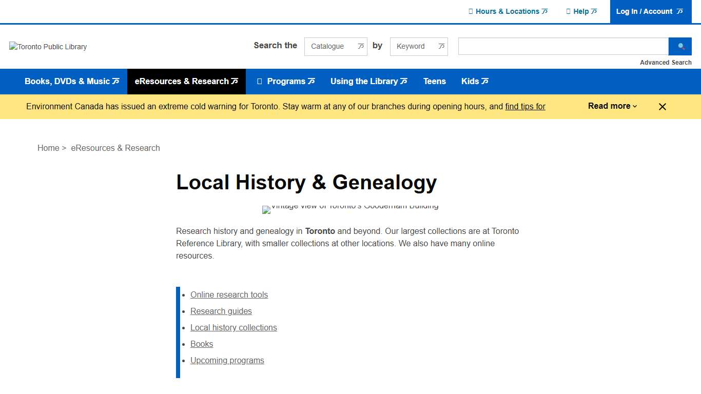 Local History & Genealogy Toronto Public Library